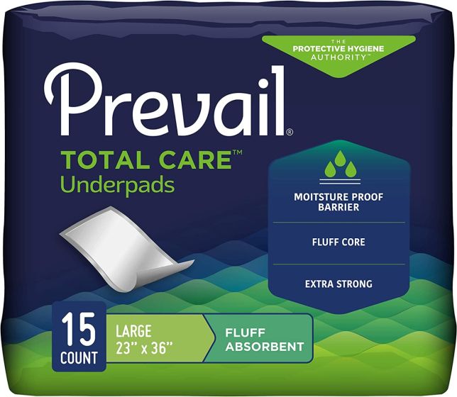 Prevail Total Care Disposable Underpad 23X26 Fluff Light Absorbency