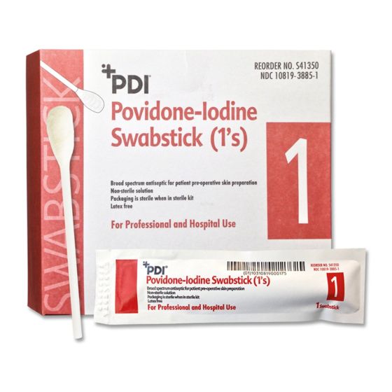 Povidone Iodine Prep Swabsticks - 4 Cotton & Wood