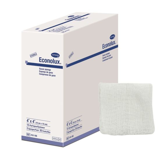 Gauze Sponge Econolux® 4 X 4 Inch 12-Ply Sterile 2 per Pack - BX/25