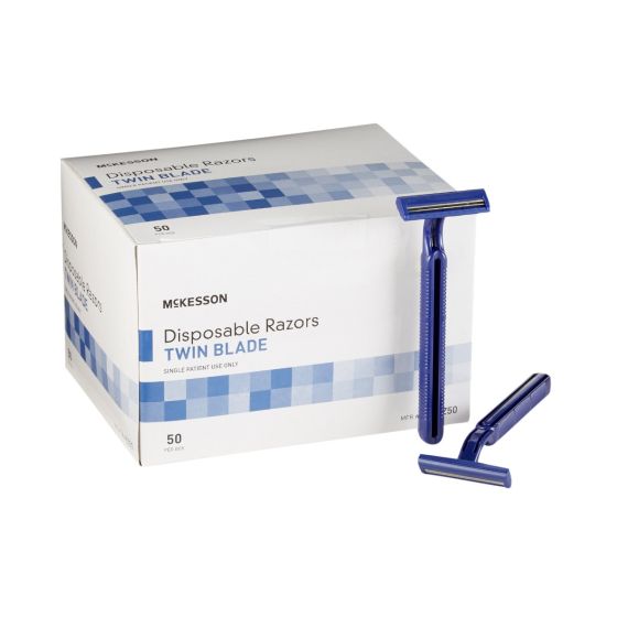 Personal Razor McKesson Single Edge Twin Blade NonSterile Disposable - BX/50
