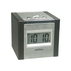 Reizen Talking LCD Alarm Cube Clock - Silver/Black - Each