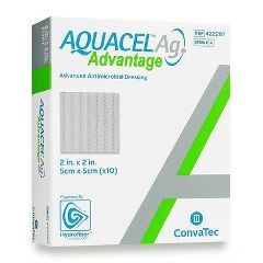 AQUACEL® Ag Advantage Enhanced Hydrofiber Dressing with Silver 2x2 - 2 X 2, Square - Box of 10