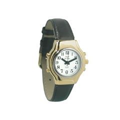 Ladies Royal Tel-Time Bi-Color Talking Watch w/White Dial-Leather Band - Each