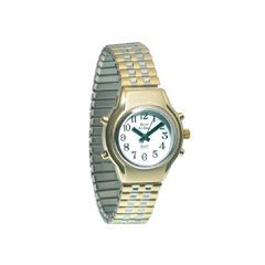 Ladies Royal Tel-Time Bi-Color Talking Watch w/White Dial-Expansion Band - Each