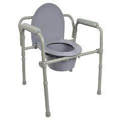 McKesson Folding Steel Frame Commode with 7.5 QT Bucket 16.6 - 22.5 - Each