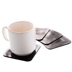 Dycem Non-Slip Square Coasters, Set Of 4 - Black - Set of 1