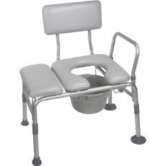 Padded Transfer Bench and Commode Combo - Bath Chair - Padded Bench