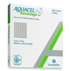 AQUACEL® Ag Advantage Enhanced Hydrofiber Dressing with Silver 4 x 5 - 4 X 5, Square - Box of 10