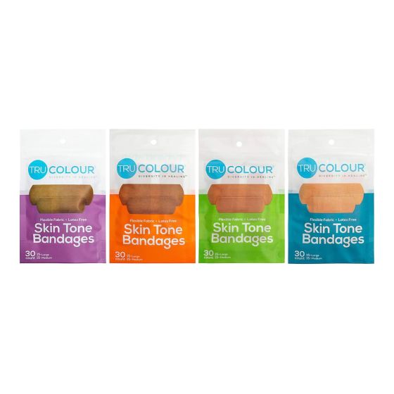 Tru-Colour Skin Tone Bandages Variety Pack, Latex-Free Adhesive Bandage