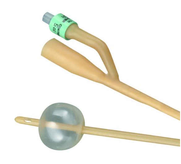 BARDIA Silicone-Coated Latex 2-way Foley Catheter with  5cc Balloon