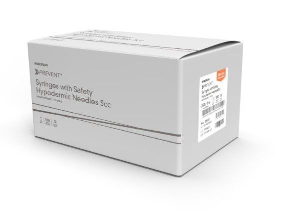 Safety Hypodermic Syringe with Needle McKesson Prevent 3 mL