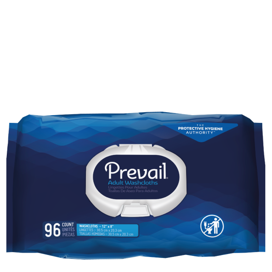 Prevail®  Adult Disposable Washcloth - Jumbo Soft Pack Press-N-Pull Lid - 12 x 8