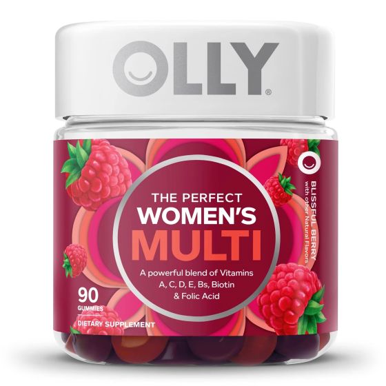Multivitamin Supplement OLLY Women's Multi MultiVitamins With Folic Acid Assorted Strengths - 240 mcg Gummy 90 per Bottle Blissful Berry Flavor - 1/BT