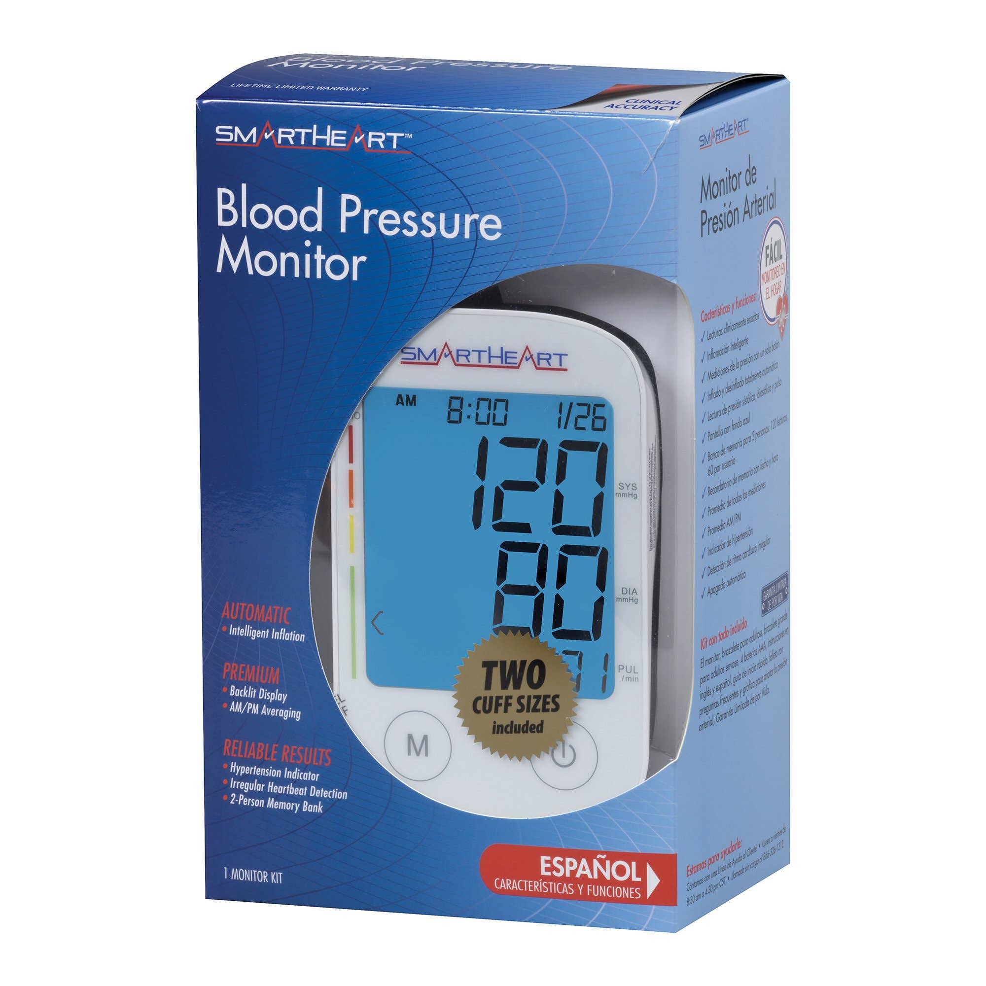 SmartHeart Blood Pressure Monitor with Automatic Inflation, L/XL Cuffs - 12/CS