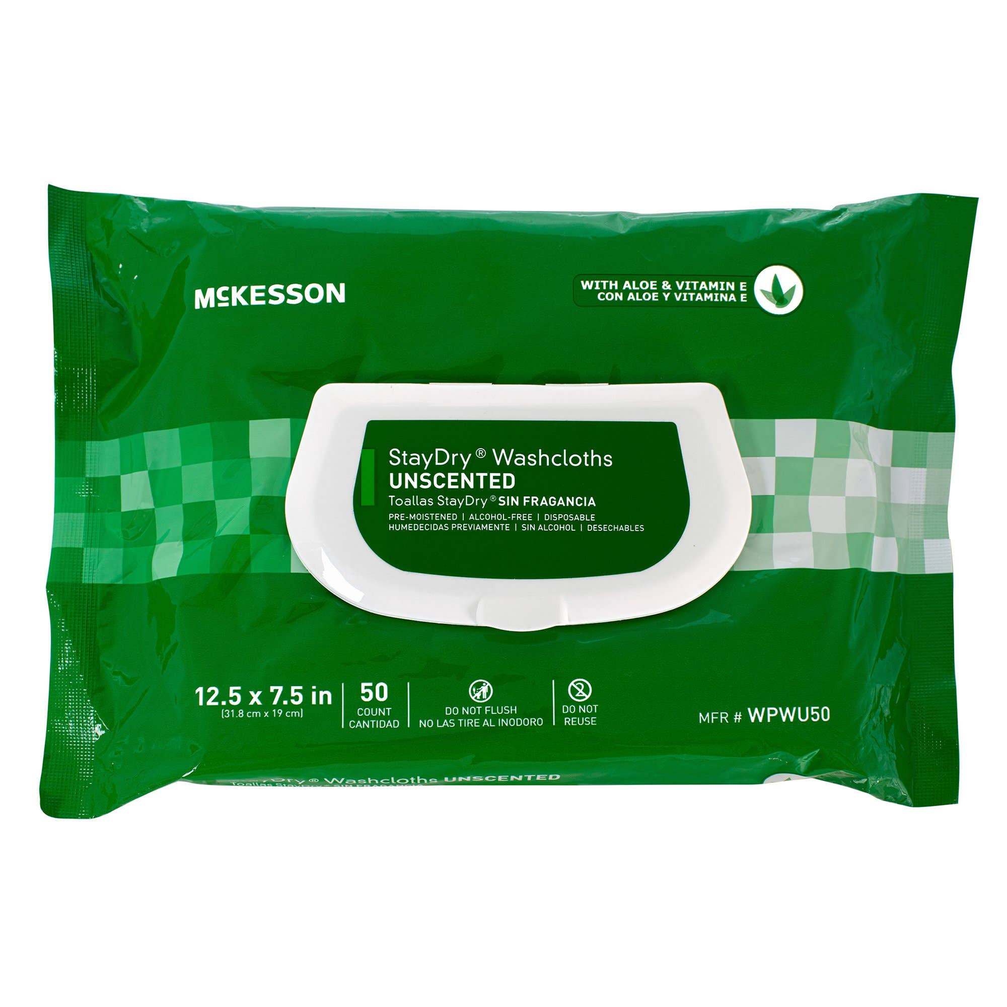 StayDry Unscented Disposable Washcloths with Aloe - 600/CS