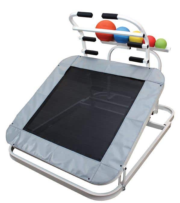 Back At Ya Square Rebounder Trampoline, 5 Weighted Medicine Balls & Storage Rack Package
