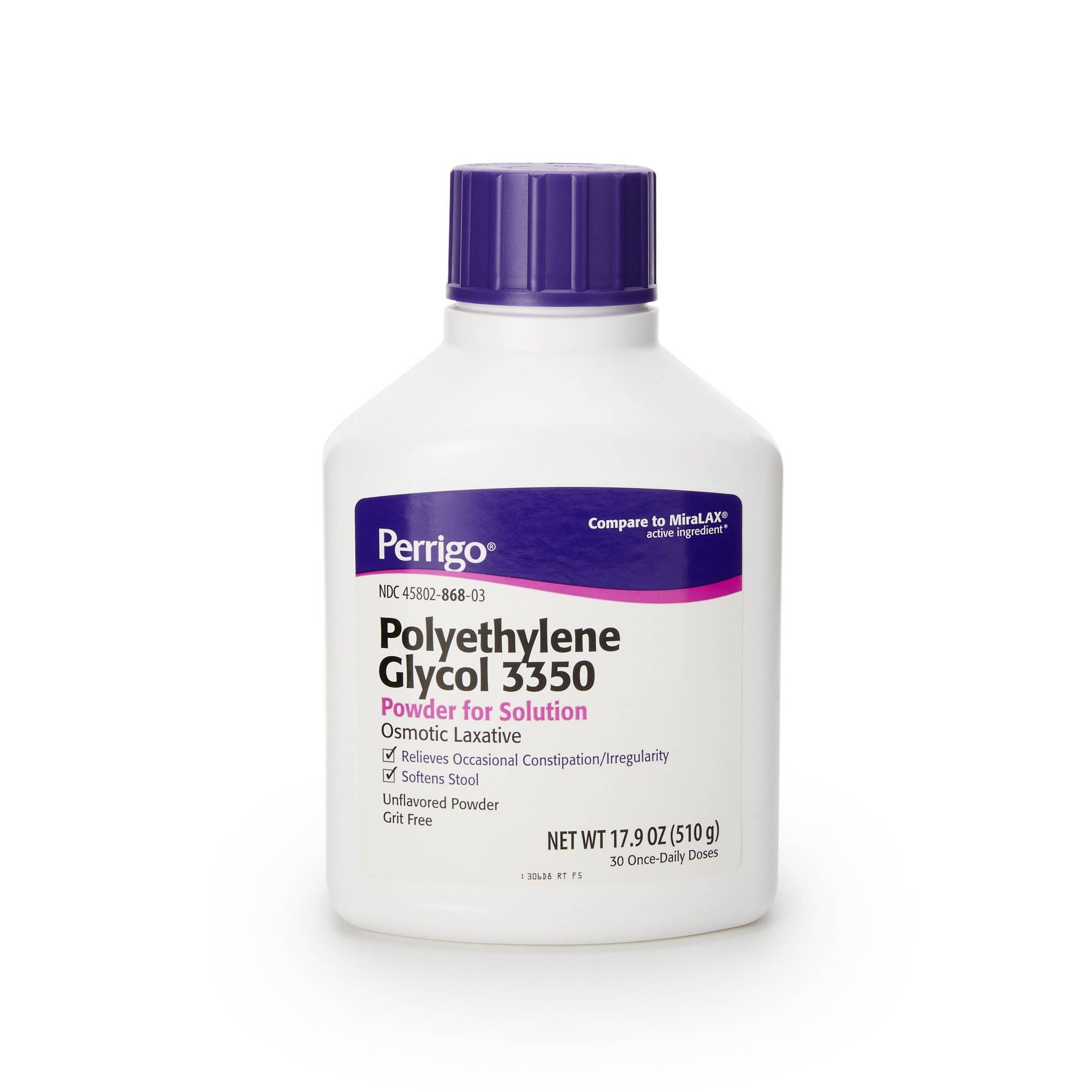 Polyethylene Glycol 3350 PEG 3350 17 Gram / Dose Powder for Solution Bottle 17.9 oz.
