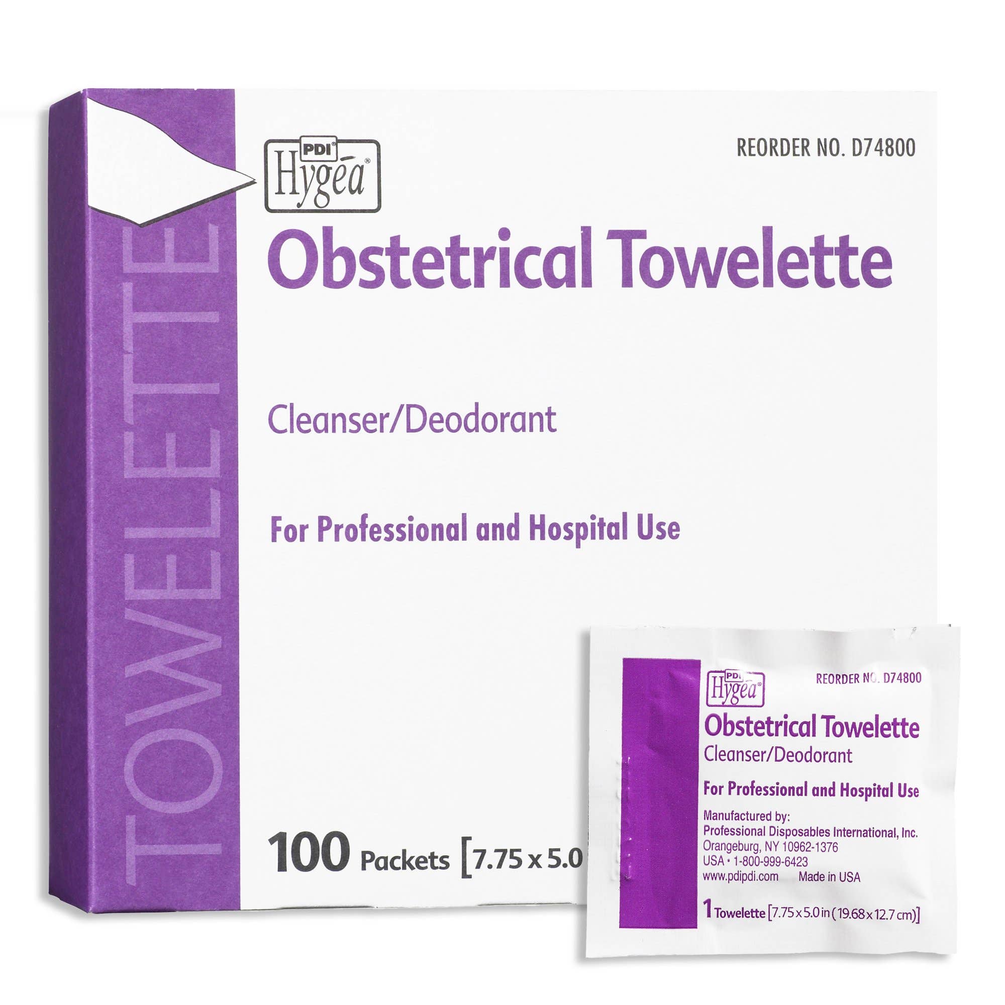 Obstetrical Wipe Hygea Individual Packet BZK (Benzalkonium Chloride) / Ethyl Alcohol Scented 100 Count