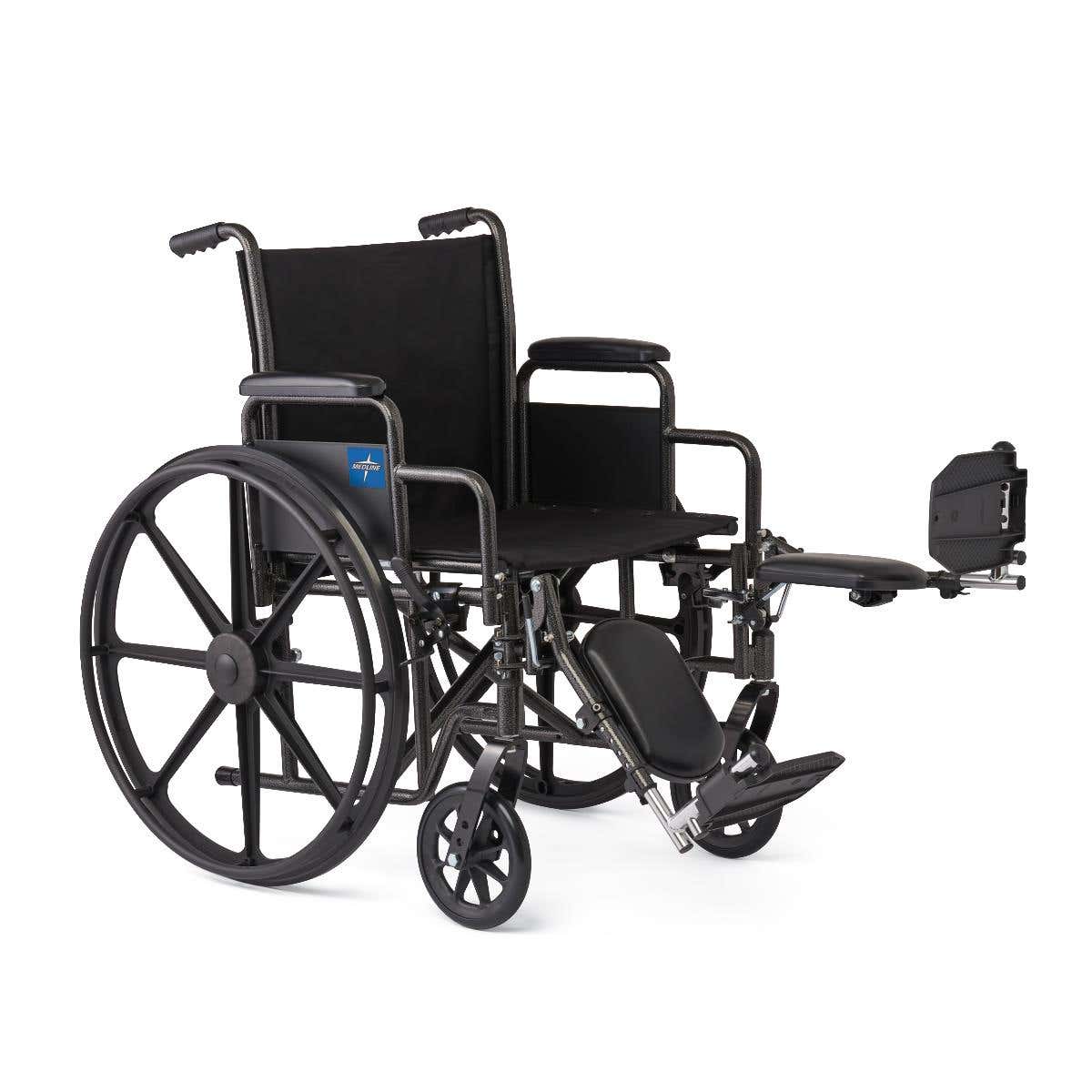 Guardian K1 18" Wide Basic Nylon Wheelchair with Swing-Back Desk-Length Arms and Elevating Leg Rests
