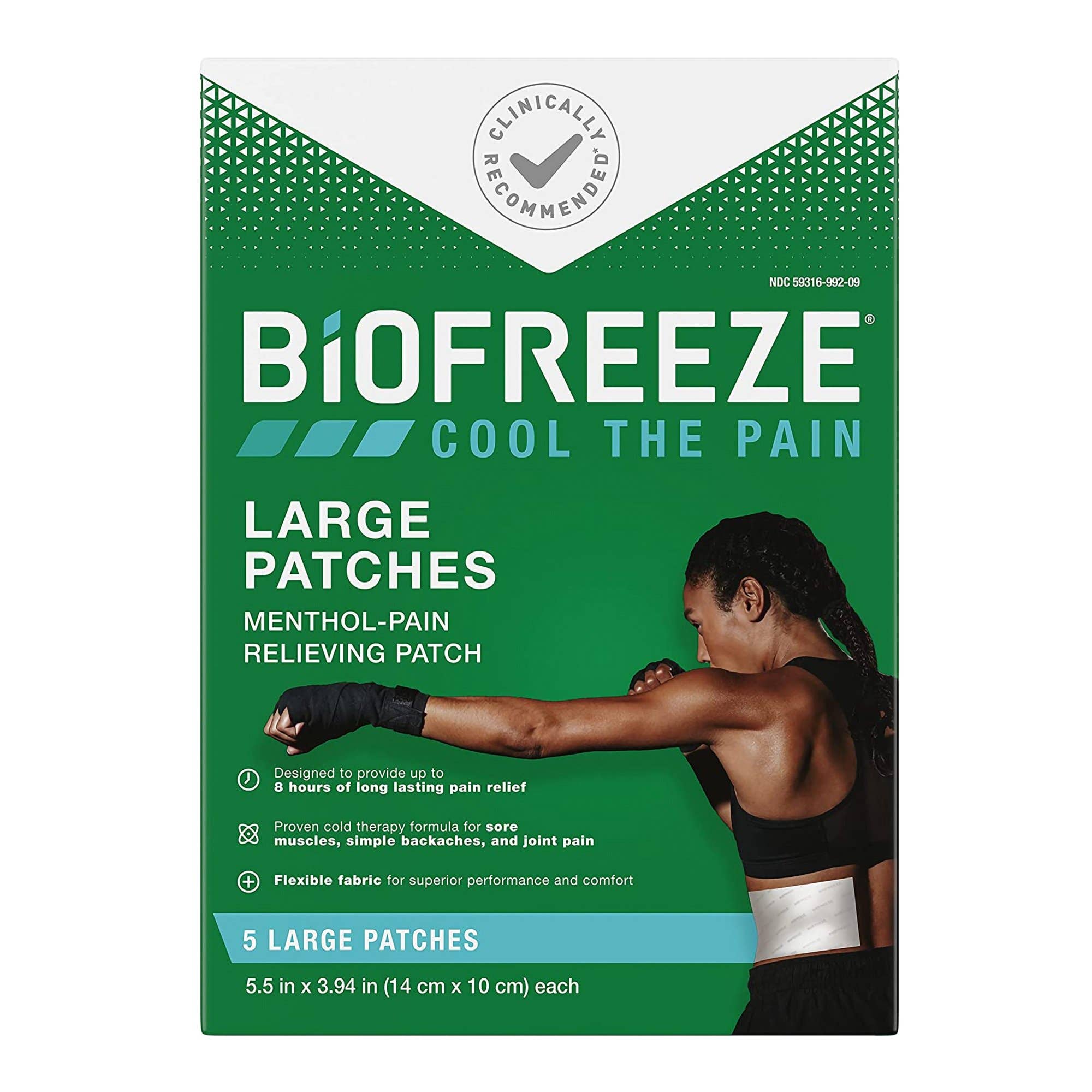 Topical Pain Relief Biofreeze 5% Strength Menthol Patch 5 per Box