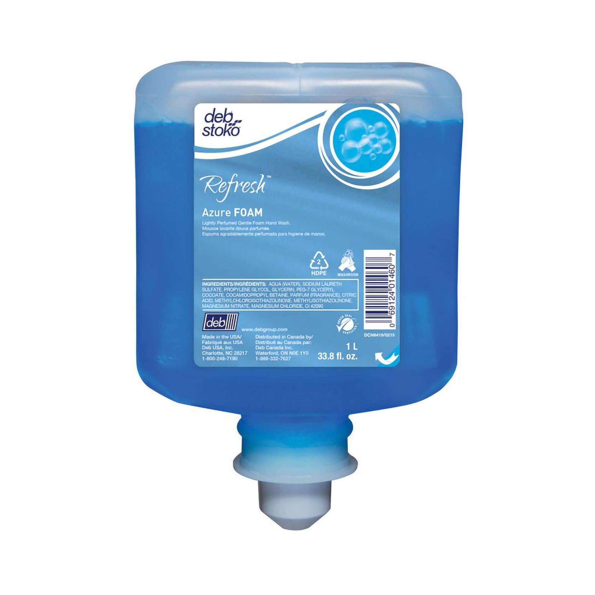 Soap Refresh Azure Foaming 1000 mL Dispenser Refill Bottle Fresh Scent - 6CS 83$