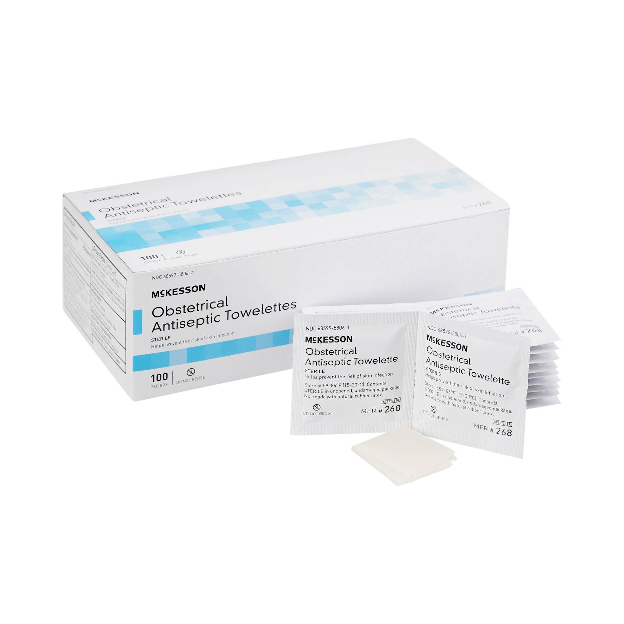 Obstetrical Wipe McKesson Individual Packet BZK (Benzalkonium Chloride) Clean Scent 100 Count 