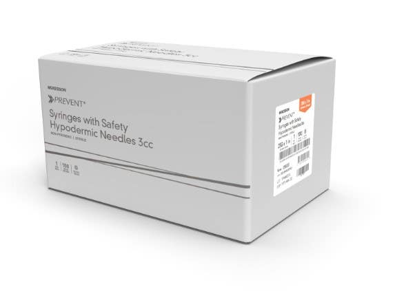 Safety Hypodermic Syringe with Needle McKesson Prevent 3 mL