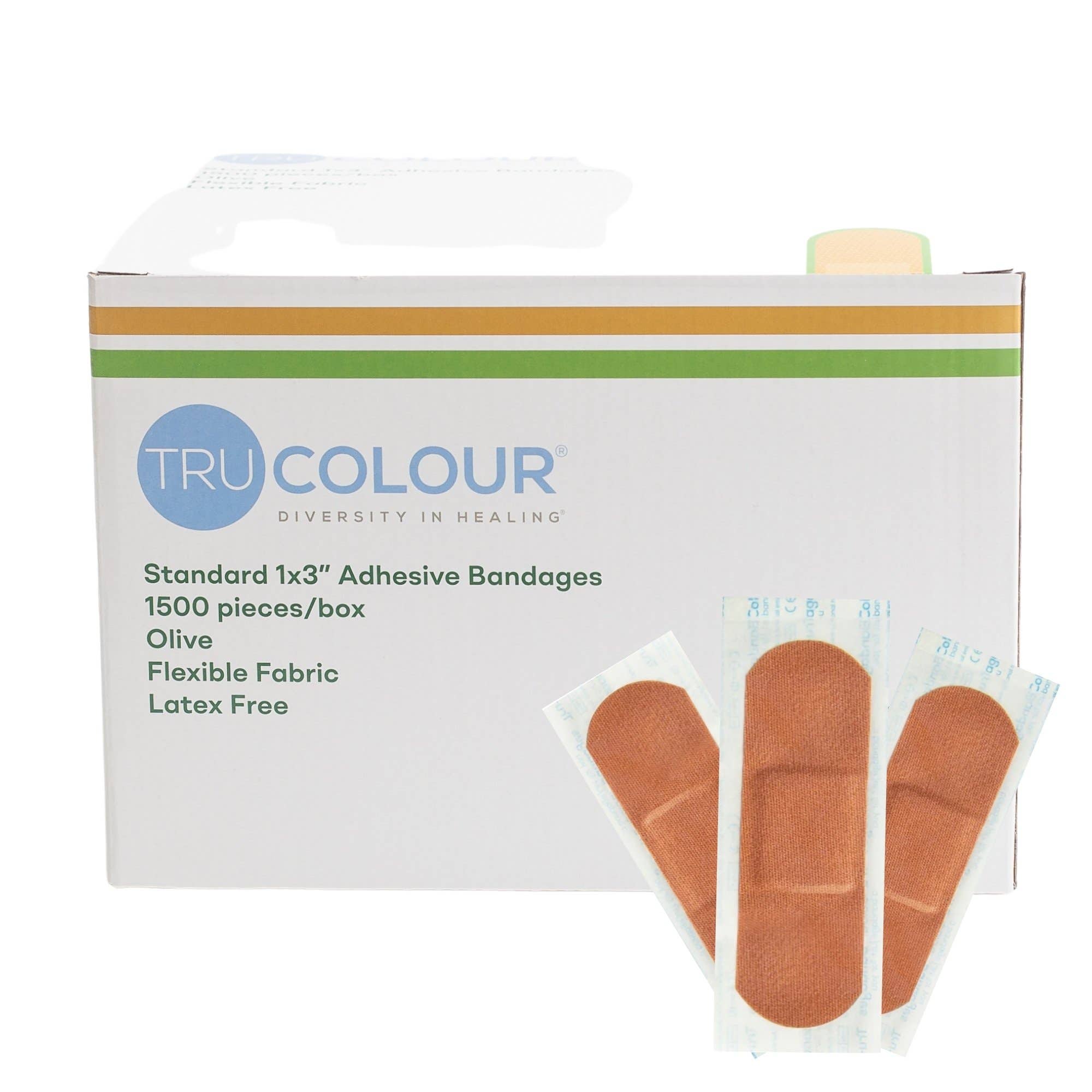 Tru-Colour® Olive Adhesive Strip, 1 x 3 Inch - 1500/BX