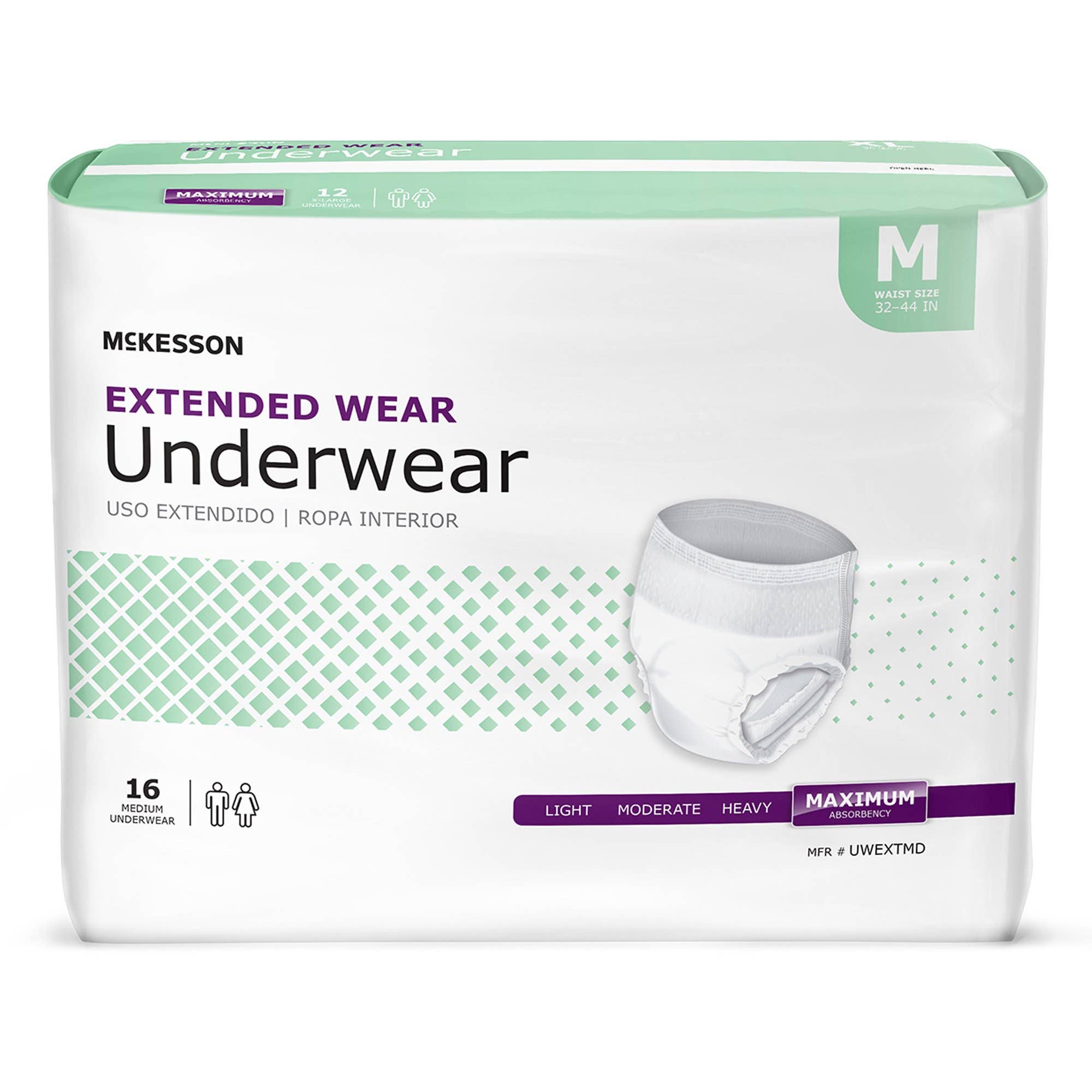 McKesson Extended Wear Maximum Absorbent Underwear, Medium - CS/64