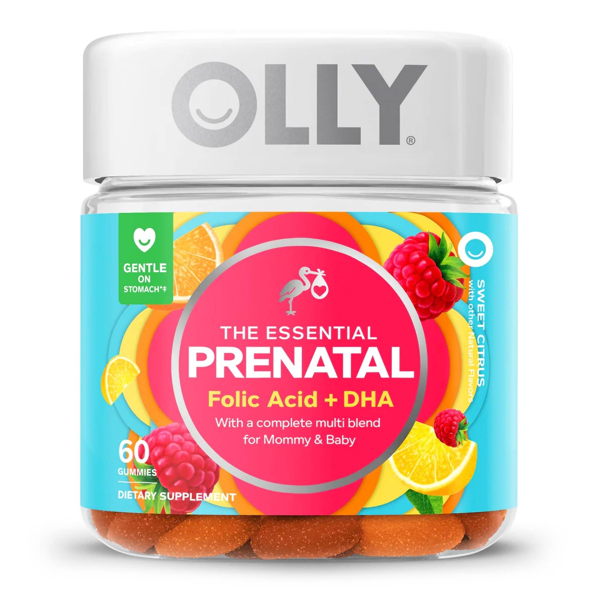 Prenatal Vitamin Supplement OLLY Essential Prenatal Multi MultiVitamins With Folic Acid DHA 400 mcg - 50 mg Strength Gummy 60 per Bottle Sweet Citru 19$