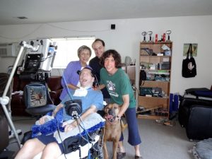 At home with my mother (who was visiting), our son Jason, and our dog.