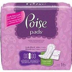 Poise® Pads  - Moderate Absorbency, Long Length 12.4" Original Packaging