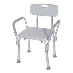 Bath Bench with Back and Removable Padded Arms - 300 lbs weight capacity - Each