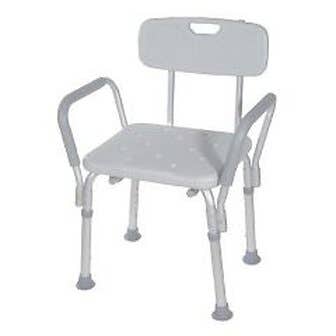 Bath Bench with Back and Removable Padded Arms - 300 lbs weight capacity - Each