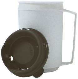 Insulated mug, no-spill lid, 12 oz