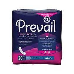 Prevail®  Daily Bladder Control Pads - For Moderate Bladder Leaks - Maximum Long Absorbency - Pad Length: 13" - Case of 156
