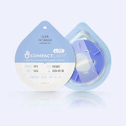 CompactCath LITE Urethral Catheter, Coude Tip, Silicone Lubricated PVC, 16" Full Length, Touchless Sleeve. Tear drop package.