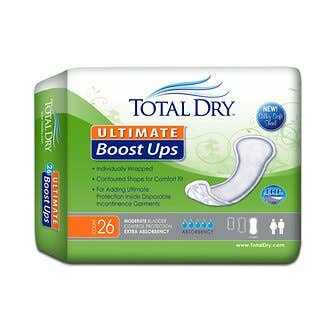 TotalDry Ultimate Boost Ups Absorbency Incontinence Booster Pad, 16½-Inch Length