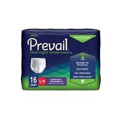 Prevail Protective Underwear  - Overnight Protection, Max Absorbency - Small/Medium: Waist/Hip Size- 34"-46" - Bag of 16