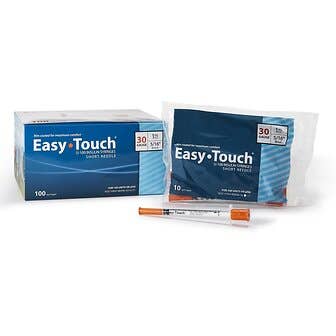 Standard Insulin Syringe with Needle EasyTouch 5/16 Inch 30 Gauge NonSafety Thin Wall