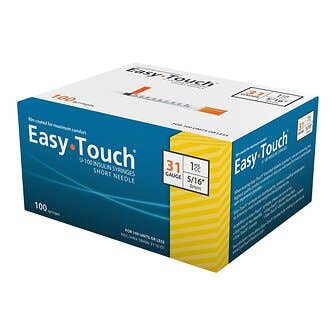 Standard Insulin Syringe with Needle EasyTouch 1 mL 5/16 Inch 31 Gauge NonSafety Thin Wall