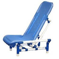 Reclining bath chair with safety harness, medium, beach bubble blue