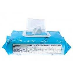 PRIMA Pre Moistened Adult Washcloths, Soft Pack - Case of 576