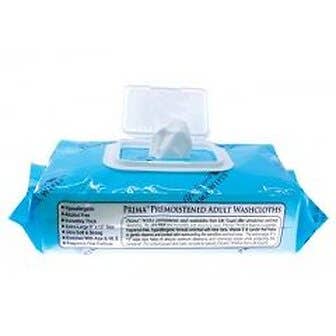 PRIMA Pre Moistened Adult Washcloths, Soft Pack - Case of 576
