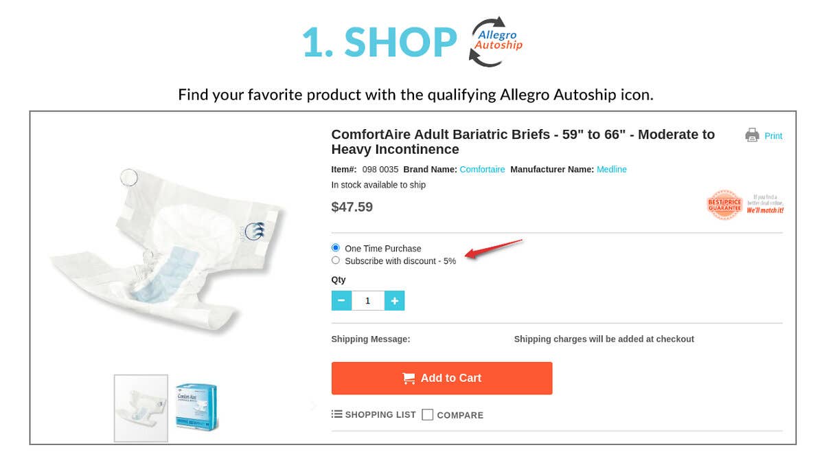 Autoship Step 1