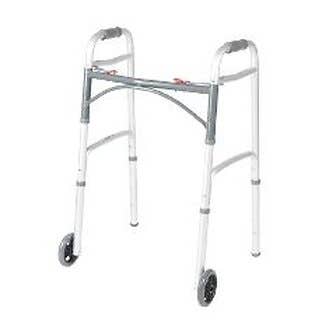 McKesson Adult Aluminum Folding Walker with 5" Wheels - Each