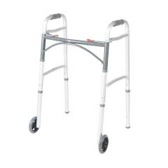 Deluxe Two Button Folding Walker with 5" Wheels - Each